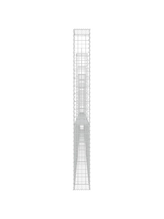 Gabionu siena ar 7 stabiem, u-forma, dzelzs, 740x20x200 cm