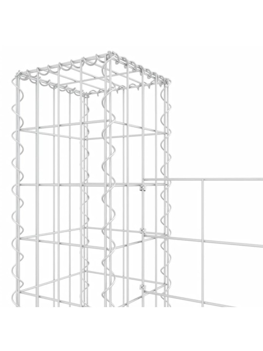 Gabionu siena ar 7 stabiem, u-forma, dzelzs, 740x20x200 cm