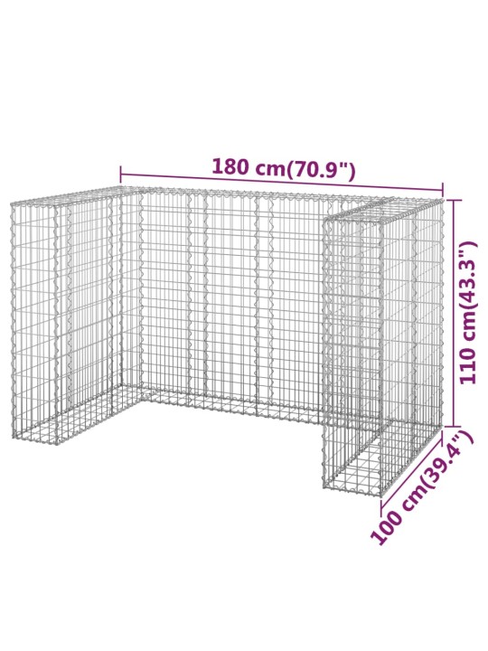 Gabions atkritumu tvertnēm, cinkots tērauds, 180x100x110 cm