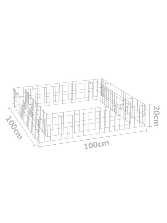 Gabions, augstā puķu kaste, cinkots tērauds, 100x100x20 cm