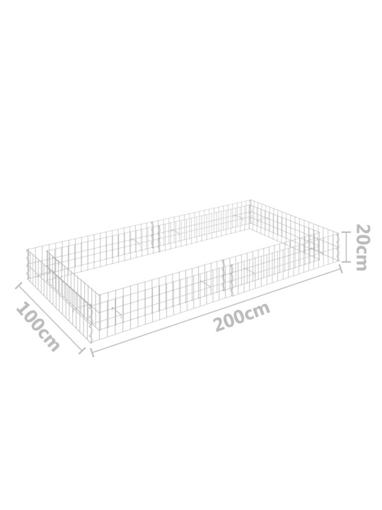 Gabions, augstā puķu kaste, cinkots tērauds, 200x100x20 cm