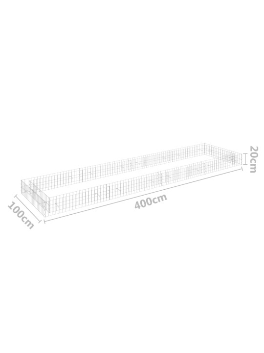 Gabions, augstā puķu kaste, cinkots tērauds, 400x100x20 cm