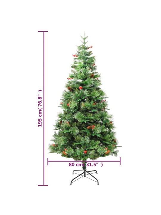 Ziemassvētku egle ar čiekuriem, zaļa, 195 cm, pvc un pe