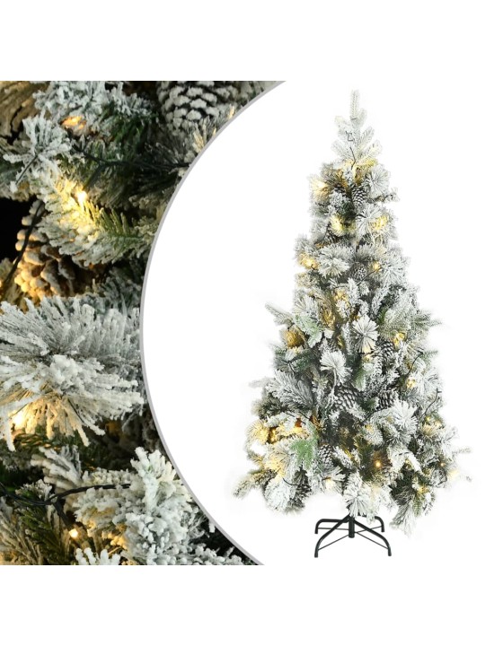 Ziemassvētku egle ar čiekuriem, sniegu, 225 cm, pvc un pe