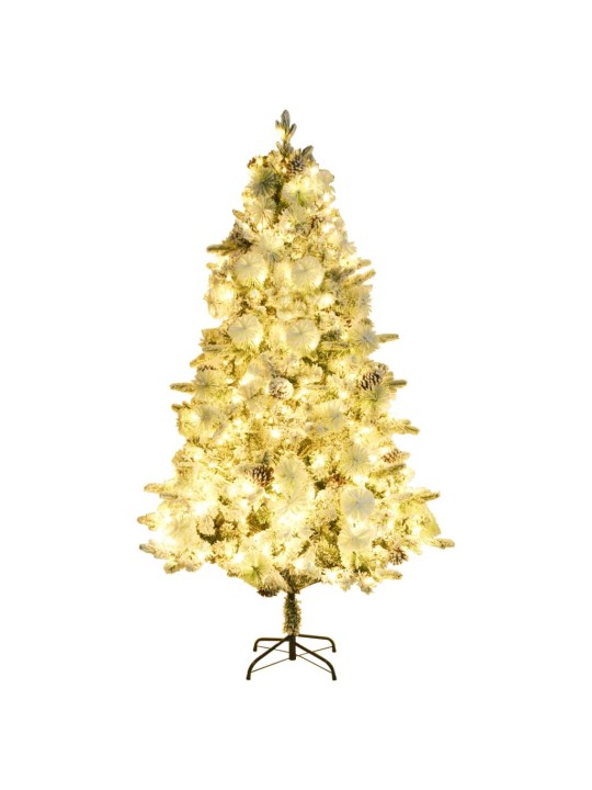 Ziemassvētku egle ar čiekuriem, sniegu, 225 cm, pvc un pe