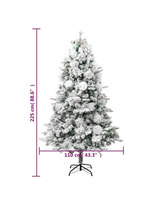 Ziemassvētku egle ar čiekuriem, sniegu, 225 cm, pvc un pe