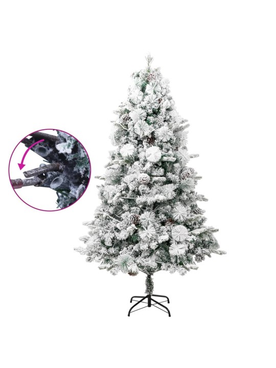 Ziemassvētku egle ar čiekuriem, sniegu, 225 cm, pvc un pe
