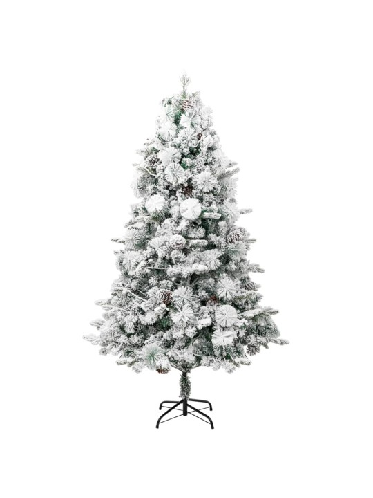 Ziemassvētku egle ar čiekuriem, sniegu, 225 cm, pvc un pe