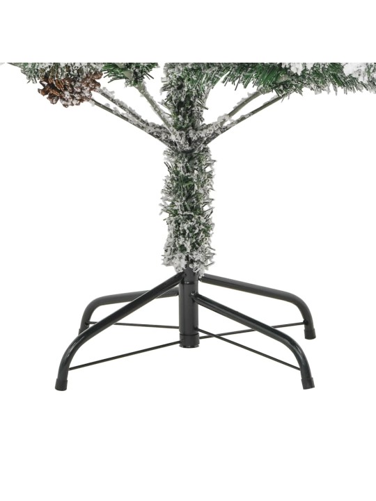 Ziemassvētku egle ar čiekuriem, sniegu, 225 cm, pvc un pe