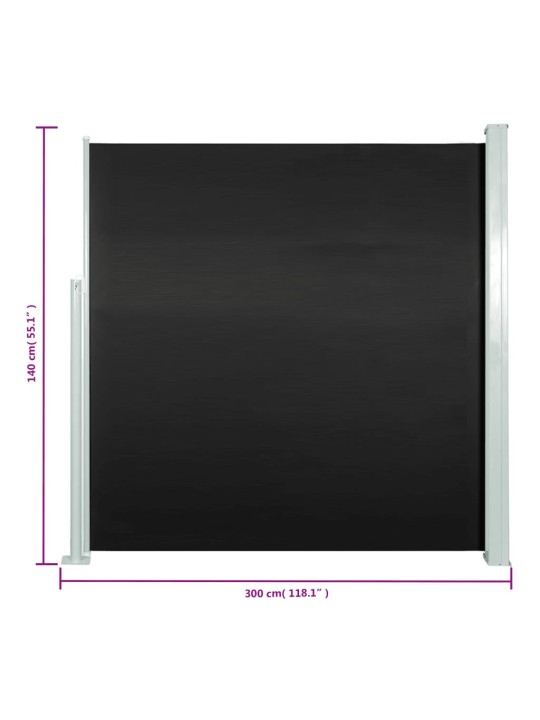 Izvelkama sānu markīze, melna, 140x300 cm