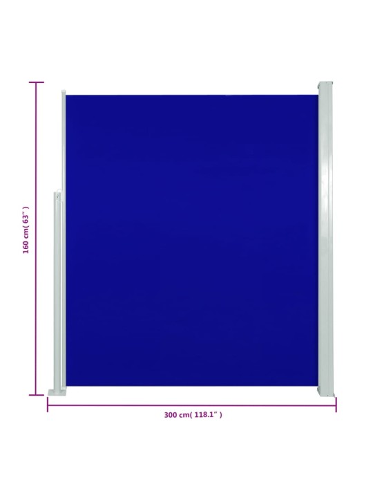 Izvelkama sānu markīze, 160x300 cm, zila