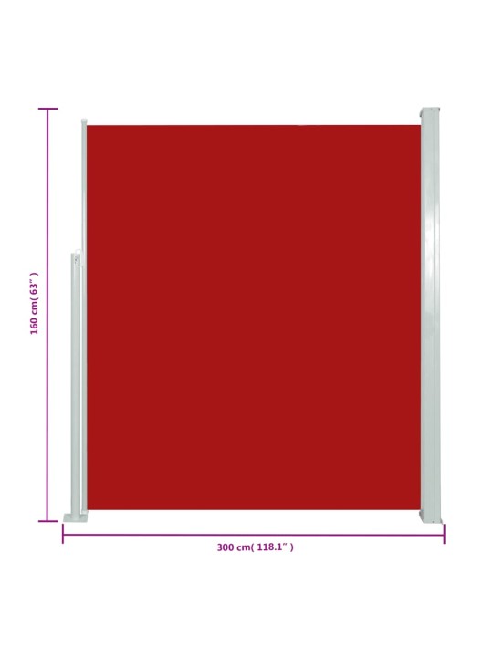 Izvelkama sānu markīze, 160x300 cm, sarkana