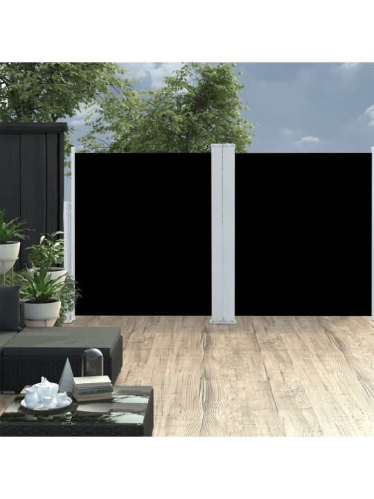 Izvelkama sānu markīze, melna, 140x600 cm