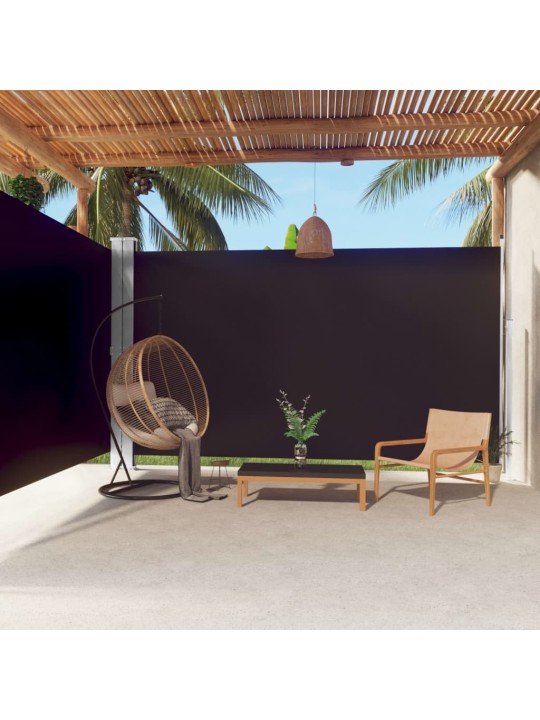 Izvelkama sānu markīze, melna, 220x600 cm