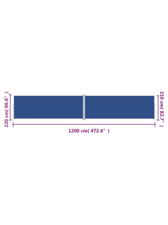 Izvelkama sānu markīze, zila, 220x1200 cm