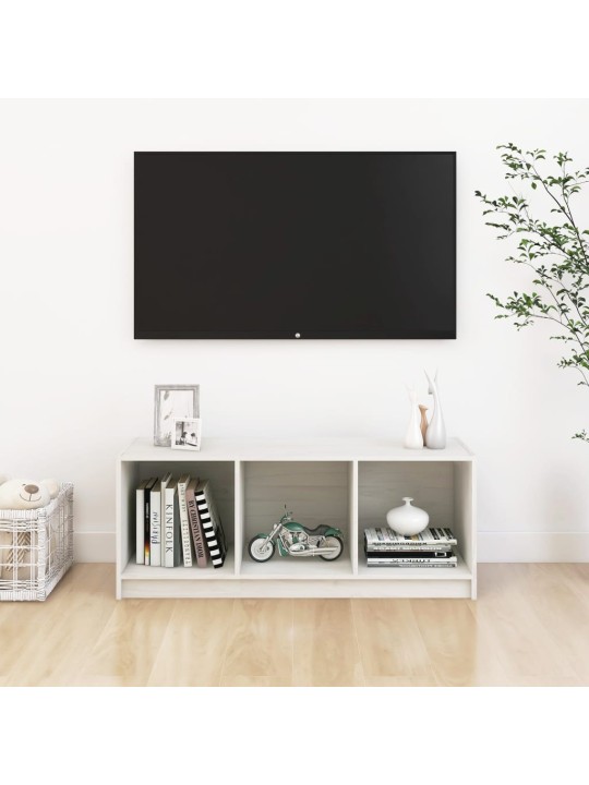 Tv plaukts, balts, 104x33x41 cm, priedes masīvkoks
