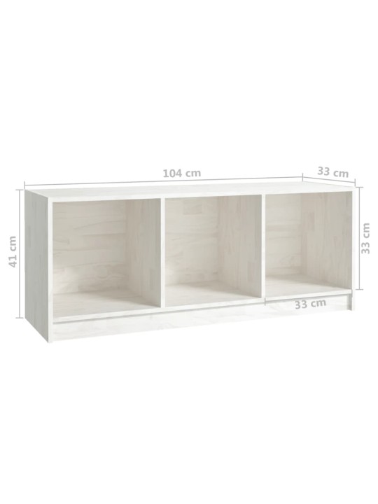 Tv plaukts, balts, 104x33x41 cm, priedes masīvkoks