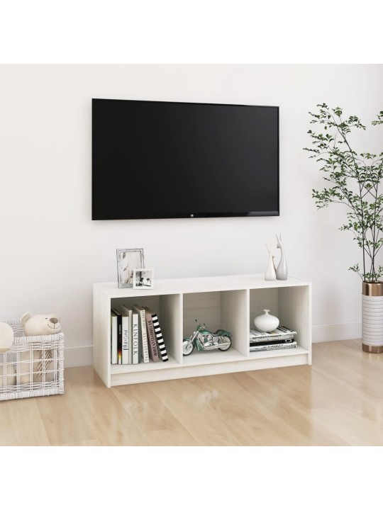 Tv plaukts, balts, 104x33x41 cm, priedes masīvkoks