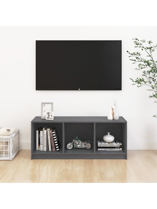 Tv plaukts, pelēks, 104x33x41 cm, priedes masīvkoks