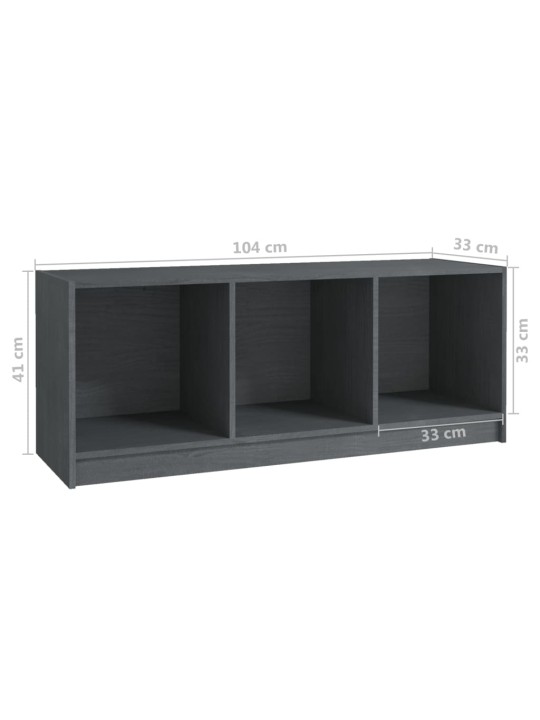 Tv plaukts, pelēks, 104x33x41 cm, priedes masīvkoks