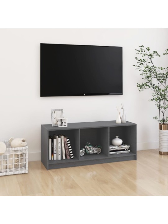 Tv plaukts, pelēks, 104x33x41 cm, priedes masīvkoks