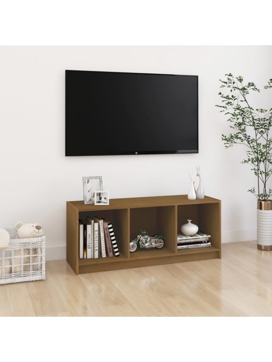 Tv plaukts, medus brūns, 104x33x41 cm, priedes masīvkoks