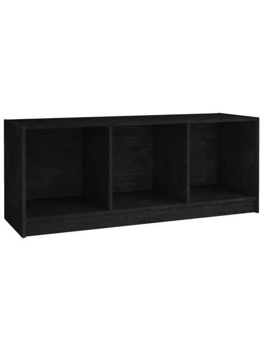 Tv plaukts, melns, 104x33x41 cm, priedes masīvkoks