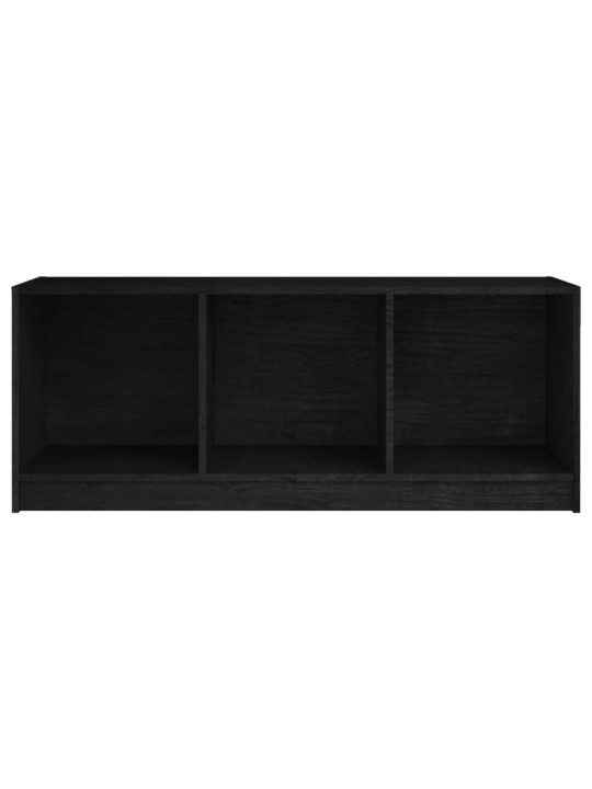 Tv plaukts, melns, 104x33x41 cm, priedes masīvkoks