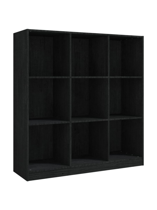 Grāmatu plaukts, melns, 104x33,5x110 cm, priedes masīvkoks