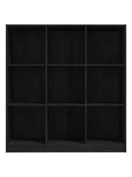 Grāmatu plaukts, melns, 104x33,5x110 cm, priedes masīvkoks