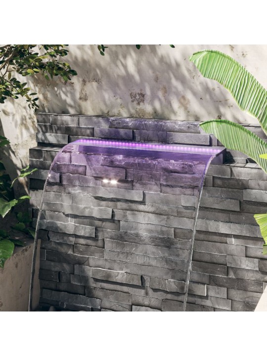 Ūdenskrituma sliede ar rgb led gaismām, akrils, 90 cm