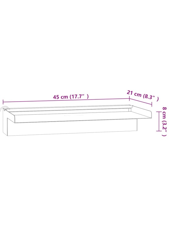 Ūdenskritums ar rgb led gaismām, nerūsējošs tērauds, 45 cm