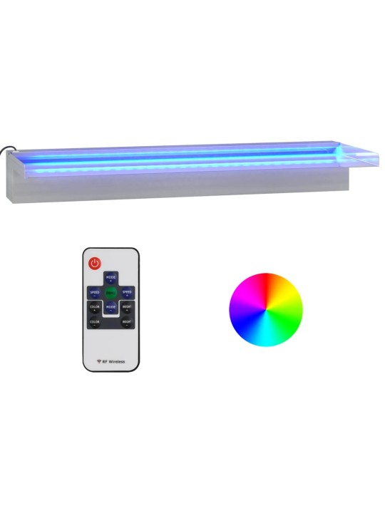 Ūdenskritums ar rgb led gaismām, nerūsējošs tērauds, 60 cm