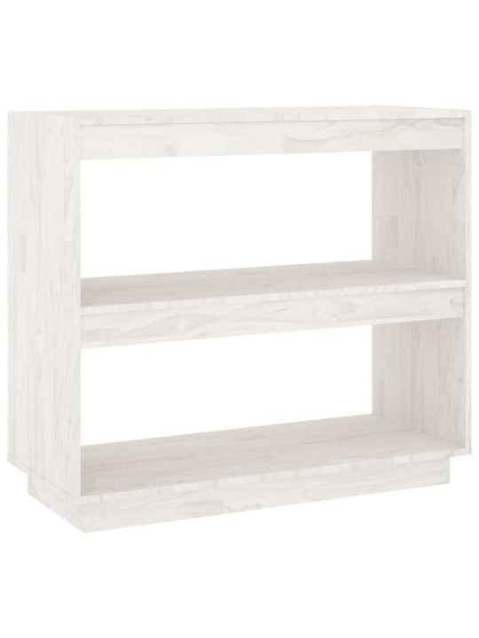 Grāmatu plaukts, balts, 80x35x71 cm, priedes masīvkoks