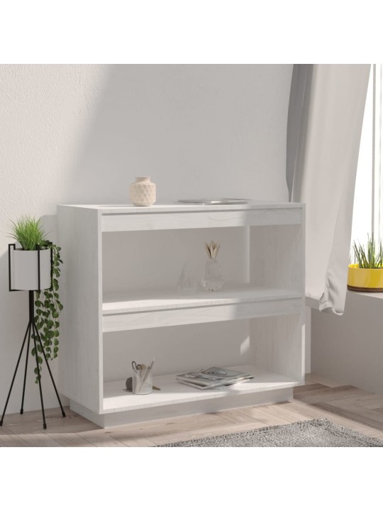 Grāmatu plaukts, balts, 80x35x71 cm, priedes masīvkoks