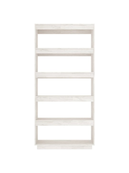Grāmatu plaukts, balts, 80x35x167 cm, priedes masīvkoks