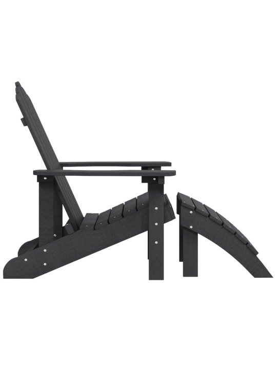 Dārza krēsls ar kāju balstu, HDPE, pelēks