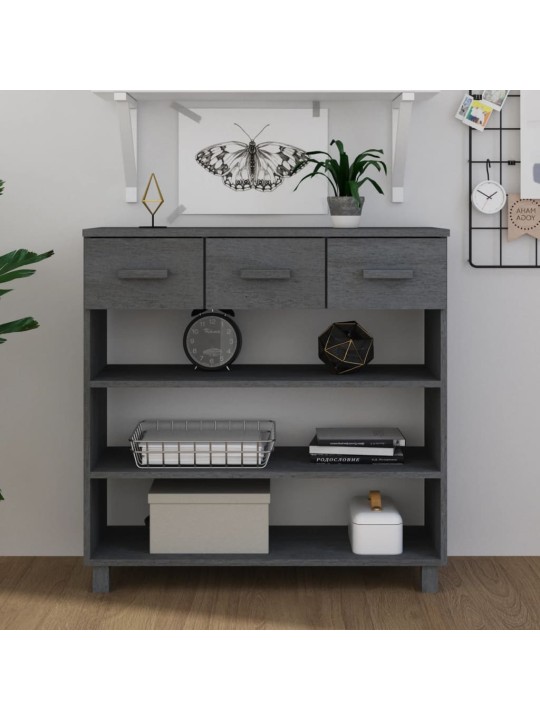 Konsoles galds hamar, pelēks, 90x35x90 cm, priedes masīvkoks