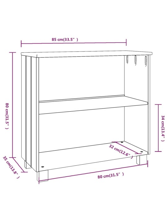 Kumode hamar, balta, 85x35x80 cm, priedes masīvkoks