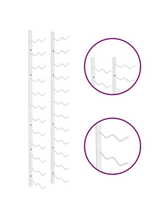 Sienas vīna pudeļu plaukts 24 pudelēm, balts, dzelzs