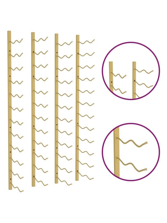 Sienas vīna pudeļu plaukti 24 pudelēm, 2 gab., zeltaina dzelzs
