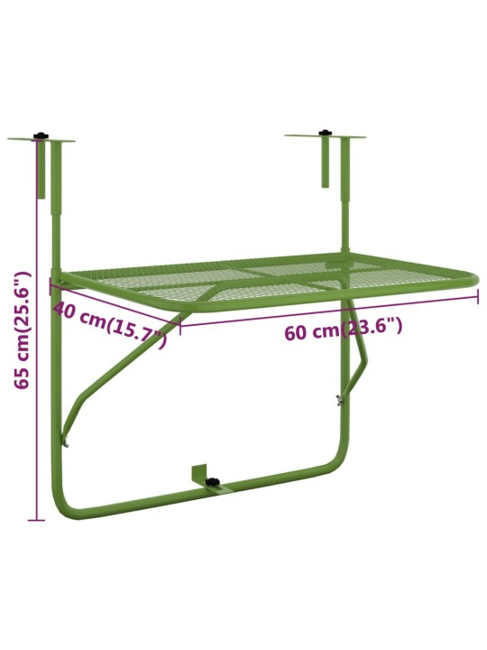 Balkona galdiņš, zaļš, 60x40 cm, tērauds