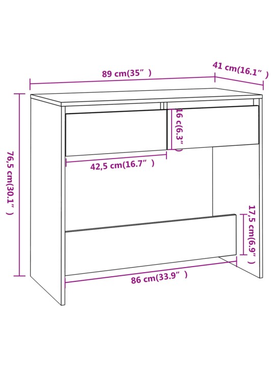 Konsoles galdiņš, balts, 89x41x76,5 cm, tērauds
