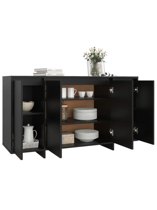 Kumode, melns, 135x41x75 cm, inženierijas koks
