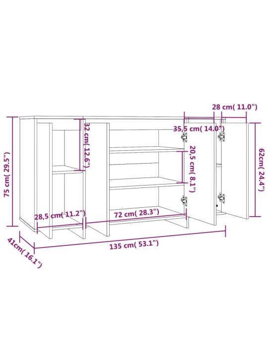 Kumode, melns, 135x41x75 cm, inženierijas koks