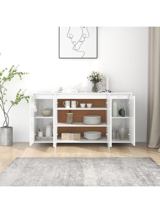 Kumode, spīdīgi balta, 135x41x75 cm, inženierijas koks