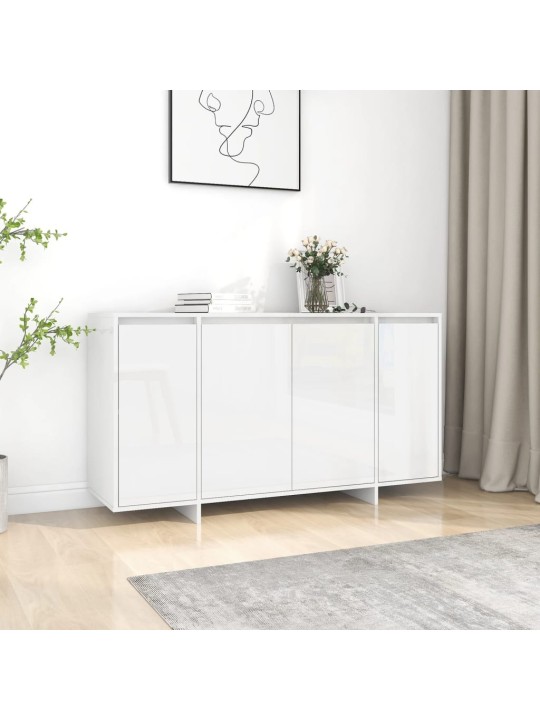 Kumode, spīdīgi balta, 135x41x75 cm, inženierijas koks