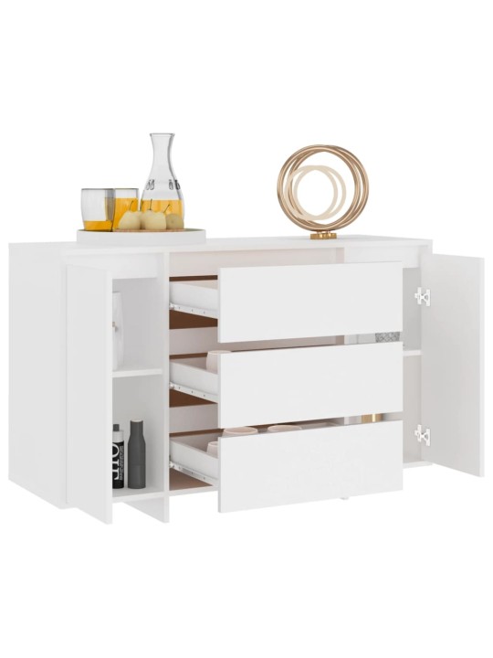 Kumode ar 3 atvilktnēm, balta, 120x41x75 cm, inženierijas koks