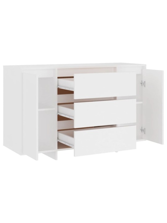 Kumode ar 3 atvilktnēm, balta, 120x41x75 cm, inženierijas koks