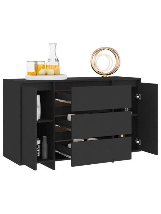 Kumode ar 3 atvilktnēm, melns, 120x41x75 cm inženierijas koks